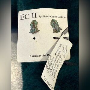 Verdigris Patina Solid Brass Frog on Lily Pad Earrings